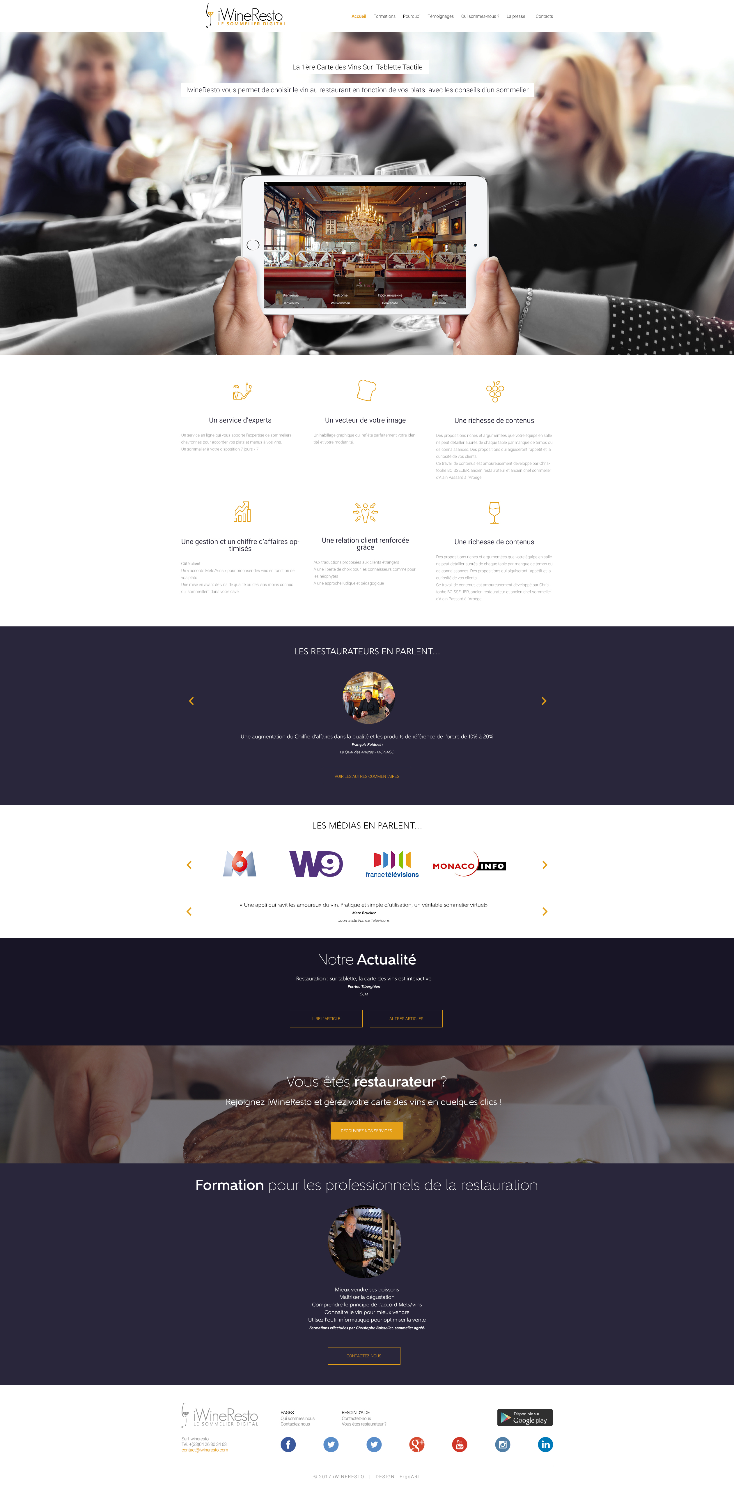 Site web WordPress pour iwineresto